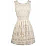 Cute Beige Dress, Beige Lace Dress, Beige Lace A-Line Dress, Beige Lace Sundress, Cute Summer Dress