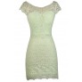 Lime Green Lace Sheath Dress, Green Crochet Lace Sheath Dress, Cute Lace Dress, Lace Summer Dress