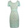 Mint Lace Dress, Mint and Beige Lace Dress, Mint Sheath Dress, Mint Capsleeve Lace Dress, Mint Pencil Dress