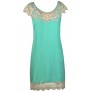Beige and Aqua Crochet Lace Dress, Aqua Swing Dress, Cute Summer Dress, Beige and Turquoise Lace Dress, Aqua Summer Dress