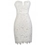 White Crochet Lace Dress, White Strapless Lace Dress, White Lace Rehearsal Dinner Dress, White Lace Bridal Shower Dress, Cute White Dress