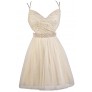 Cream and Gold Lace Party Dress, Beige Lace Homecoming Dress, Cream and Gold Lace Party Dress