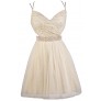 Cream and Gold Lace Party Dress, Beige Lace Homecoming Dress, Cream and Gold Lace Party Dress