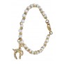 Gold Deer Charm Bracelet, Cute Jewelry, Gold and Off White Bracelet