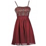 Burgundy Embellished Party Dress, Burgundy Stud Embellished Dress, Burgundy Cocktail Dress