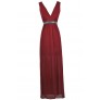 Burgundy Embellished Maxi Dress, Burgundy Red Prom Dress, Beaded Burgundy Red Formal Dress