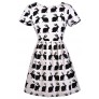 Bunny Print Dress, Black and White Bunny Print Dress, Cute Rabbit Print Dress, Bunny Silhouette Dress