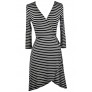 Black and White Stripe Wrap Dress, Cute Wrap Dress, Black and White Nautical Stripe Dress