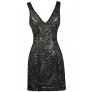 Black Sequin Cocktail Party Dress