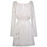 Off White Crochet Sleeve Dress, Cute Fall Dress, Cute Boho Dress, Off White Sundress