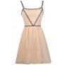 Beige Beaded Cocktail Party dress