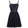 Navy Blue Beaded Embellished Cocktail Party Dress