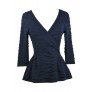 Navy Blue Peplum Surplice Top