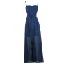 Cute Blue Dress, Blue Maxi Dress, Blue Lace and Chiffon Dress, Blue Bridesmaid Dress