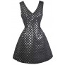 Black and Silver Dot A-Line Party Dress