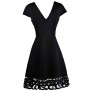 Cute Black Dress, Little Black Dress, Black Capsleeve A-Line Dress, Black Party Dress, Black Lace Trim Dress