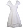 Cute Ivory Dress, Ivory Sundress, Ivory Summer Dress, Ivory Capsleeve A-Line Dress, Lace Trim Dress