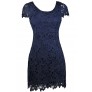 Navy Capsleeve Lace Pencil Dress, Cute Navy Dress, Navy lace Cocktail Dress, Navy Lace Party Dress