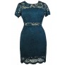 Teal Green Plus Size Lace Cocktail Dress