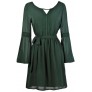 Forest Green Bell Sleeve Hippie Dress, Cute Fall Dress, Cute Boho Dress