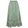 Sage Green Lasercut Midi Skirt, Sage Green Longer Length Skirt, Cute Sage Green Skirt