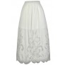 White Lasercut Midi Skirt, Cute White Skirt, Longer Length White Skirt