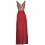 Red and Gold Maxi Dress, Red Prom Dress, Cute Red Dress