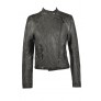 Grey Leatherette Jacket, Cute Fall Jacket, Grey Vegan Leather Jacket