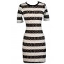 Online Boutique Dress, Black and White Pencil Dress, Lasercut Dress