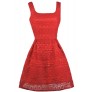 Red Lace A-Line Holiday Party Dress