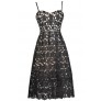 Black Lace Midi Dress, Black and Beige Lace Dress, Black Lace A-Line Dress