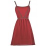 Burgundy Red Beaded Holiday Party Dress