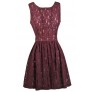 Burgundy Wine Lace Dress, Cute Bridesmaid Dress, Wine Red Party Dress