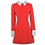 Cute Red Dress, Red Dress Boutique Dress, Red Peter Pan Collar Dress