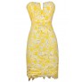 Yellow Lace Dress, Cute Yellow Dress, Yellow and White Strapless Lace Dress