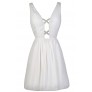 Off White Plunging Neckline Dress, Off White Party Dress