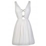 Off White Plunging Neckline Dress, Off White Party Dress