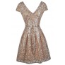 Gold Sequin Party Dress, Cute Gold Dress, Gold Sequin Cocktail Dress