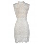 White Lace Dress, Bachelorette Party Dress, Mandarin Collar Lace Dress