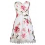 Pink Rose Print Strapless Dress, Cute Pink Dress, Printed Bridesmaid Dress