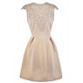 Beige Lace A-Line Dress, Beige Lace Party Dress, Cute Beige Dress