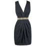 Navy Cocktail Dress, Navy and Gold Party Dress, Online Boutique Dress