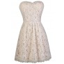 Ivory Strapless Lace Dress, Rehearsal Dinner Dress, Bridal Shower Dress, A-Line Dress
