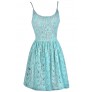 Mint and Beige Lace A-Line Dress, Cute Summer Dress, Mint Sundress