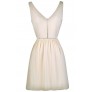 Cute Beige Dress, Beige A-Line Dress, Rehearsal Dinner Dress