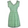 Sage Green Lace A-line Dress, Cute Bridesmaid Dress, Green Summer Dress