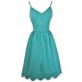 Jade Green A-Line Midi Dress, Jade Green Sundress, Cute Summer Dress