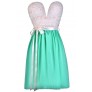Beige and Mint Party Dress Online, Cute Mint Dress, Lace Summer Dress