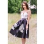 Black and Ivory Rose Print Midi Dress, Cute Printed Dress, Summer Dress Online
