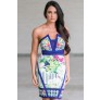 Cute Printed Dress, Blue Printed Bodycon Dress, Cute Summer Cocktail Dress